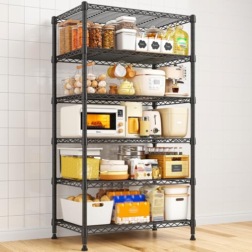 REIBII 70" H Wire Shelving, Space Saving & 6 Tier Adjustable, for Laundry - size: 【6 Tier】71"H x 21.65"W x 11.8"D