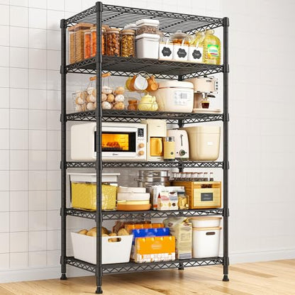REIBII 70" H Wire Shelving, Space Saving & 6 Tier Adjustable, for Laundry - size: 【6 Tier】71"H x 21.65"W x 11.8"D