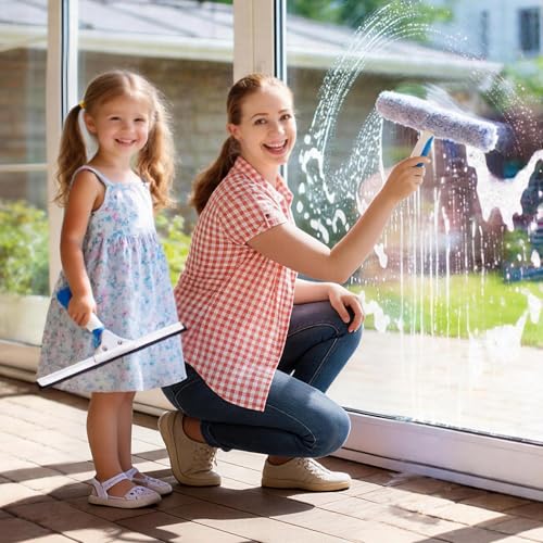 Mitclear Window Cleaning Kit 10IN Squeegee & Scrubber for Shower Glass Car - size: 10 IN
