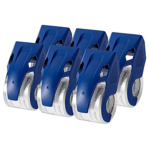 Amazon Basics Heavy Duty Packaging Tape with Dispenser for Shipping, Sealing Boxes, Moving and Storing, 1.88" x 22.2 yds, 6-Pack, 4.33 x 2.64 x 2.36 in