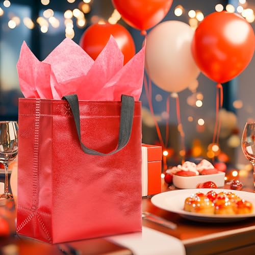 KeerxunBag Red Gift Bags - 12pk - Reusable - With Inner Liner Paper - color: Red