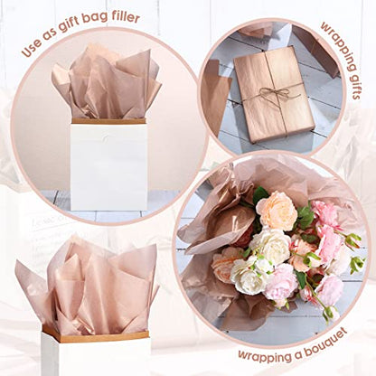 Fuutreo 300 Sheet Kraft Tissue Paper Bulk 14x20'' Wrapping, Rose Gold - color: Rose Gold