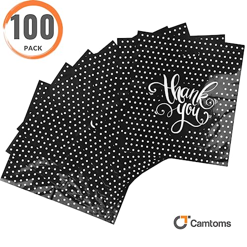 9x12 Small Thank You Bags for Small Business with Die-Cut Handles - color: Black, size: 9x12