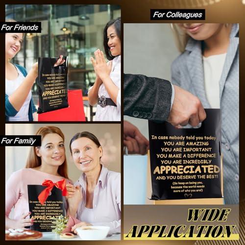 Kolldenn 50 Pcs Employee Appreciation Gift Bags Bulk Black Thank You Bags - color: Black, style: You Are Appreciated