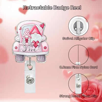 RIICFDD Badge Reel Valentine's Day Pink Truck Badge Holder 1 Pcs - color: Cute Styl 41