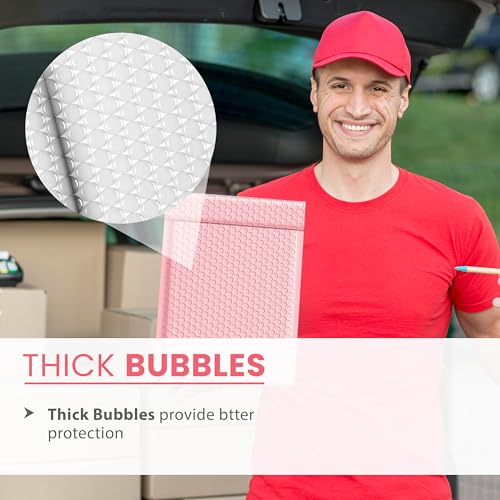 Light Pink Bubble Mailers 6x10, Poly Padded Envelopes #0, 250 Pack - color: Light Pink, size: 6"x10" / 250 Pack