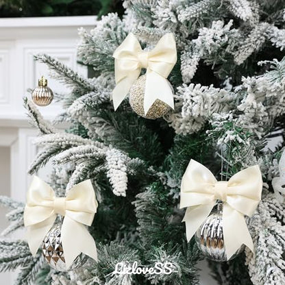 Pre-Tied Ivory Bows with Twist Ties 3.5 Inch, 24 Pack - color: Ivory