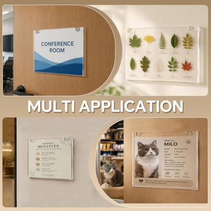 6 Pack 5"x 7" Horizontal Wall Mount Acrylic Sign Holder, Clear Frame with Adhesive Tape & Screws for Store Office Home