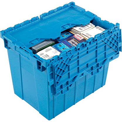 Global Industrial Distribution Container With Hinged Lid, 21-7/8x15-1/4x17-1/4, Blue - color: Blue