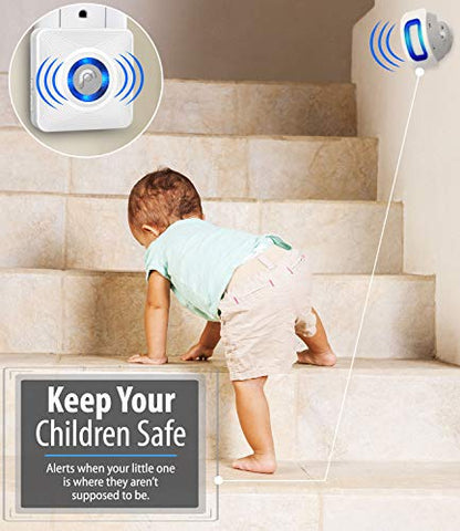 Fosmon WaveLink Wireless Driveway Alarm Chime, 1 Receiver 2 Sensors Kit - style: 1 Receiver + 2 Motion Sensor