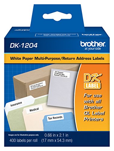 Brother Genuine DK-1204 Multipurpose Paper Label Roll, Die-Cut Paper Labels, Engineered for Excellence, 400 Labels Per Roll - size: 1 Roll