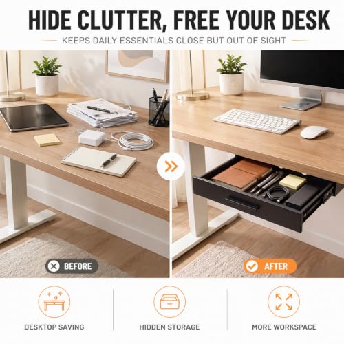 Menkxi 16 x 12 in Under Desk Drawer,Slide out Storage Organizer Heavy Duty - size: 16 x 12 in
