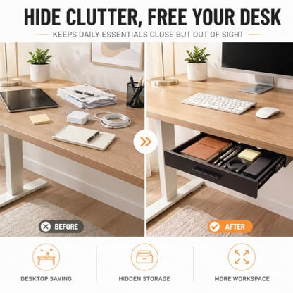 Menkxi 16 x 12 in Under Desk Drawer,Slide out Storage Organizer Heavy Duty - size: 16 x 12 in
