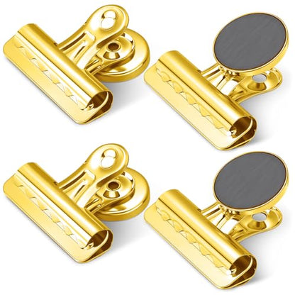 MorningRo 18 Pcs Magnetic Clips Metal Heavy Duty, Gold, 2.2 Inch - color: Gold