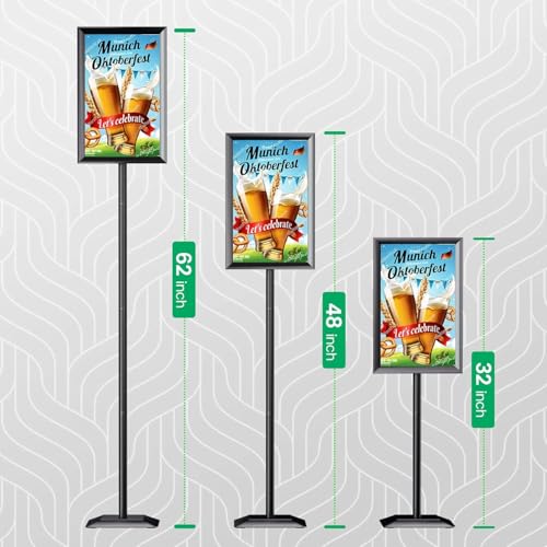Adjustable Sign Stand for Display, Heavy Duty Sign Holder Floor Stand with Base, Aluminum Snap Open Frame 11 x 17, with Anti-Slip Solid Steel Square Pedestal and Signage Clip - size: Heavy Base, 11x17inches (1 pack)
