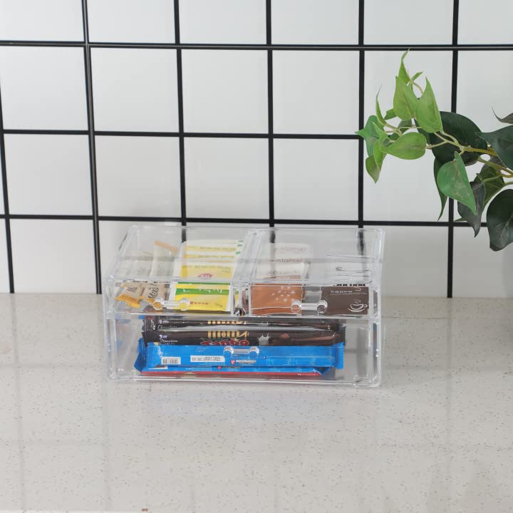 Cq acrylic Clear Storage Drawers,Stackable Make up Organizers And Storage For Vanity Countertop,Large 3 Drawers Plastic Shelf Organizer Bins for Make up,Medicine,Craft,Pen,Beauty Supplies,Pack of 1 - size: 2 Small Drawers, 1 Long Height Drawer