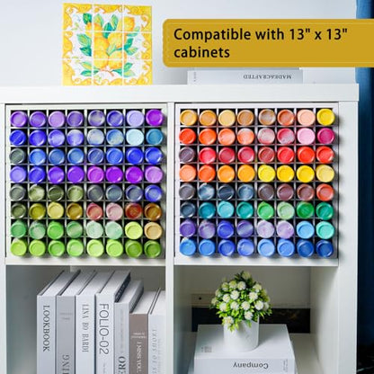 Krafetto 64 Grids Craft Paint Storage Organizer, Wall-mountable Paints Holder, Stackable Paint Bottle Rack Stand for 2oz Acrylic Craft Paints - color: 1pc white paint rack
