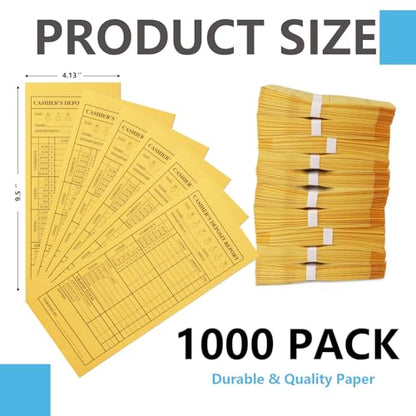 1000 Pcs Cash Deposit Envelopes with Gummed Flaps – 28lb Cash Envelopes for Small Businesses, Cashier Register for Retailers & Restaurants - color: Classic