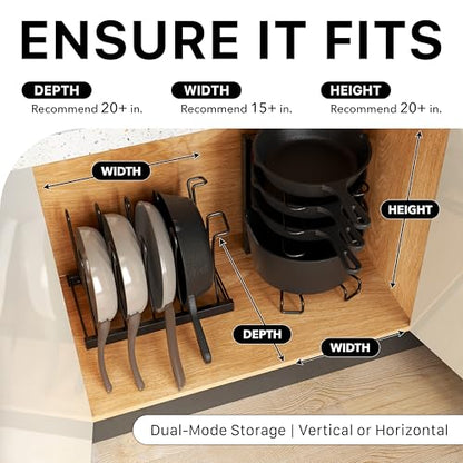 SIMPLE HOUSEWARE 5 Compartments Height Adjustable Pan Organizer, Black