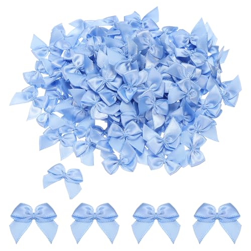 MECCANIXITY Mini Ribbon Bow 1" Mini Fabric Flower Bows Dusty Blue 150Pcs - color: Dusty Blue