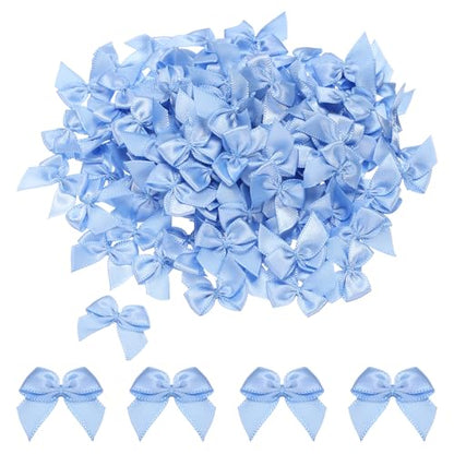MECCANIXITY Mini Ribbon Bow 1" Mini Fabric Flower Bows Dusty Blue 150Pcs - color: Dusty Blue