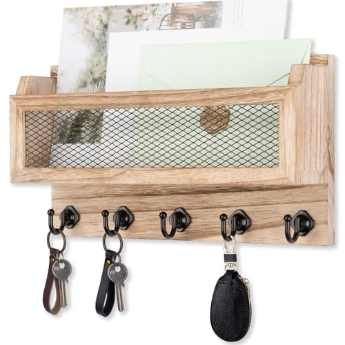 Nekon Mail and Key Holder for Wall Decorative, 11 Inch Mail Holder, Wood - color: Wood