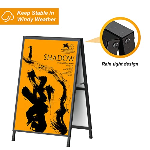 Relx 24x36 Inch Double-Sided A-Frame Sign, Heavy-Duty Folding Sandwich Boards, Metal Slide-In Sidewalk Signs for Outdoor Advertising Posters Frame Only (2 Boards Not Included)