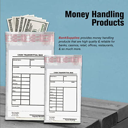 BankSupplies Cash Transmittal Bags Tamper Evident 6W x 9H Case of 100 - color: Clear, size: 6 x 9 inches | Case of 100