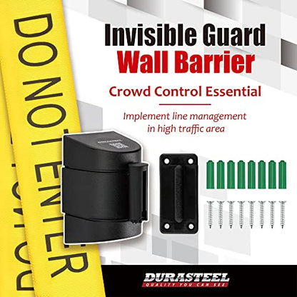 DuraSteel Wall Mount Crowd Control Retractable Belt Barrier - 6.5 Ft Yellow Do NOT Enter Retractables Barrier Belt w/Yellow ABS Casing Crowd Control Barriers Line NOT Stanchions with Retractable Belts - color: Yellow Belt (DO NOT ENTER), size: Guardian 2.