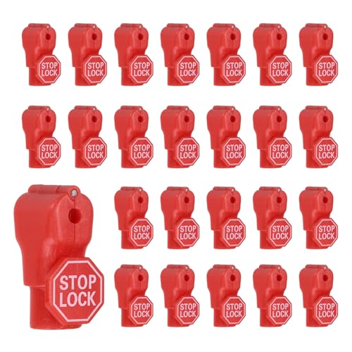 50Pcs Peg Hook Locks (4mm) PC Magnet Anti-Theft Pegboard Display Hook Locks Security Red Stop Tools, Fits Retail Shop/Shopping Center/Garage Tools, Red - color: Red, size: 4mm