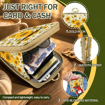 Lanyard Wallet with Lightweight ID Badge Holder, RFID Blocking Card Holder - color: Sunflower Bee
