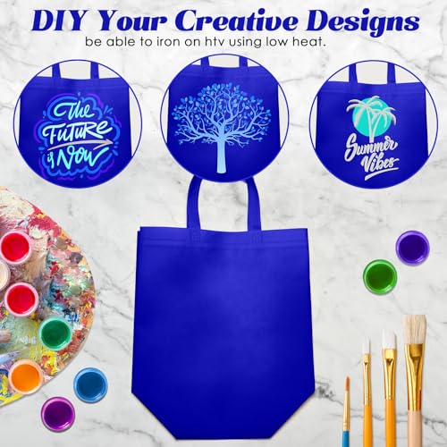 Reginary 50 Pcs Reusable Tote Bags Shopping Bags Non Woven, Sapphire Blue - color: Sapphire Blue