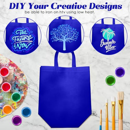 Reginary 50 Pcs Reusable Tote Bags Shopping Bags Non Woven, Sapphire Blue - color: Sapphire Blue