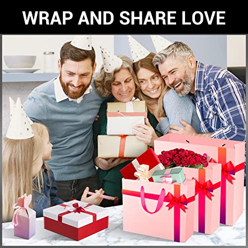 EUSOAR Kraft Paper Bags, 3 Sizes 30pcs Handled Gift Wrap Bags, Pink Recyclable Sturdy Kraft Business Handmade Paper Bag, Craft Birthday Present Bag - color: Pink