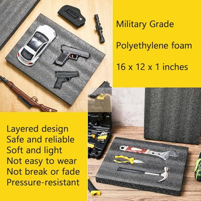 4Pack Customizable Polyethylene Foam Sheets 15.7"X 11.8"X1" Thick Foam Padding for Cases Tool, Black Sheet for Packaging and Crafts - color: Black