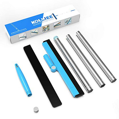 KOLLIEE Floor Squeegee Adjustable 59'' Long Handle Professional Floor Squeegee with Hook Water Squeegee Foam Blade for Concrete Floor Tile Pet Hair Floor Wiper - size: Blue Floor Squeegee