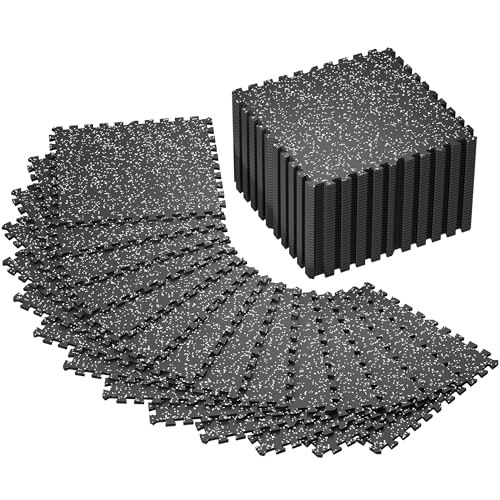 SUPERJARE 0.4'' Thick 48 Pcs 192 Sq Ft Rubber Top Exercise Equipment Mats - size: 48 Tiles (192 Sq Ft)