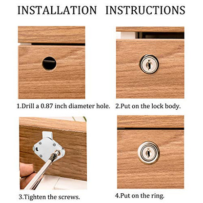 XIEHE 801 Office Furniture Drawer Lock Cabinet Door Locker with 2 Keys 888 (2 Packs, Chrome, keyed alike2) - color: Chrome, 2PACK, size: 801 Keyed alike