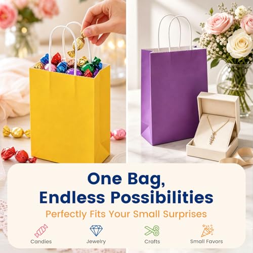 LovesTown 18PCS Small Gift Bags with Handles, 5.9X3.1x8.3 inch Goodie Bags - size: 1 Count (Pack of 18)