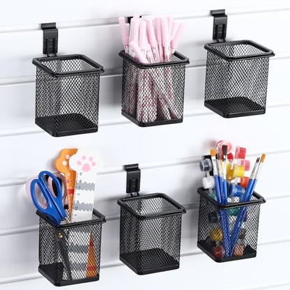 Colingmill 6 Set Slat Wall Hooks Holder Metal Mesh Basket Organizer, Square - style: Square