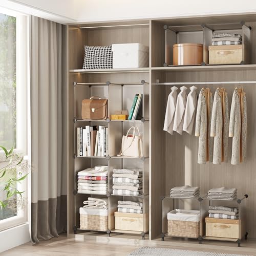AWTATOS Cube Storage Organizer, Closet Organizers, 6 Cube Shelf, Clear - color: Translucent Twill