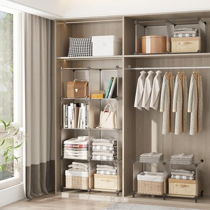 AWTATOS Cube Storage Organizer, Closet Organizers, 6 Cube Shelf, Clear - color: Translucent Twill