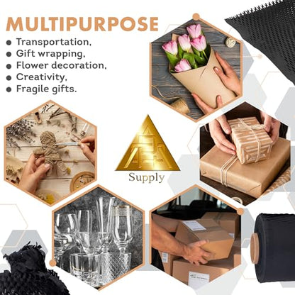 APQ Supply Honeycomb Packing Paper Black, 15 Inch x 100 Feet, Premium Packaging for E-Commerce Fulfillment, Small Business Shipping, Warehouses, and Boutiques - style: Black / Pack of 1