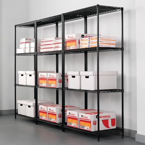 Alera NSF Certified Industrial Four-Shelf Wire Shelving Kit, 36w x 24d x 72h, Black - color: Black, size: 36" x 24" x 72"