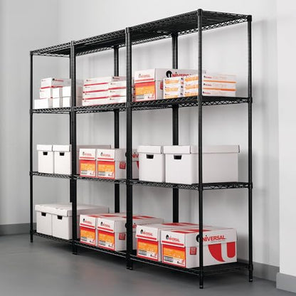 Alera NSF Certified Industrial Four-Shelf Wire Shelving Kit, 36w x 24d x 72h, Black - color: Black, size: 36" x 24" x 72"