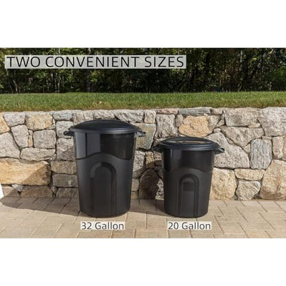 32 Gallon Trash can, Outdoor Garbage can with Handles & Click Lock Lid, Indoor or Outdoor Durable