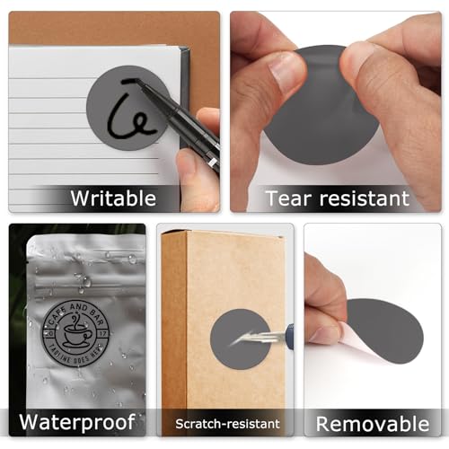 Gray Round Stickers 2 Inch Waterproof Vinyl Coding Labels 200 PCS - color: Gray