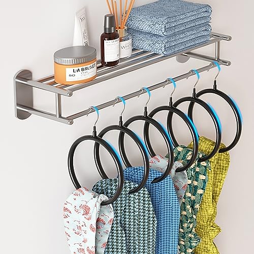 Belt/Scarf Hangers for Closet - 8 PCS Nonslip Space Saving Steel Tie Rings Holder Organizer for Neckties, Shawls Scarves, Veils, Pashminas Display(8 Pack, Black) - color: 8 Pack, Black