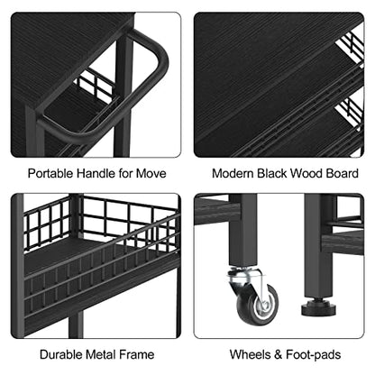 NOVIMANGO Slim Rolling Storage Cart, for Bathroom Small Spaces, Black - color: Black