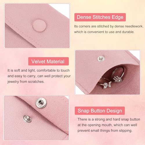 PATIKIL 2Pcs Jewelry Pouches 3x4 Velvet Snap Button Present Pouch, Pink - color: Pink, size: 3x4 Inch